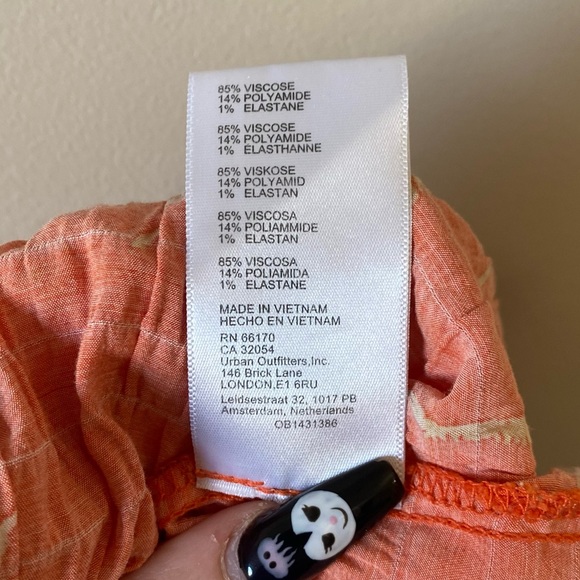 Urban Outfitters Allie tie sleeve orange floral button front bohemian blouse - Picture 11 of 11